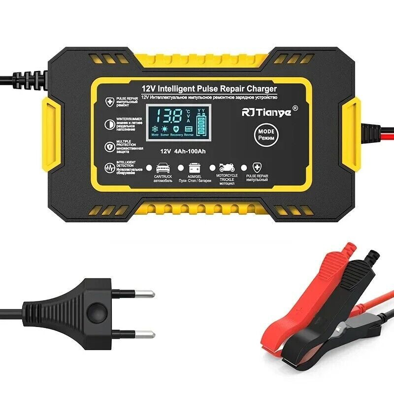 Chargeur De Batterie Voiture Intelligent 12V Écran LCD Moto Camion Charge Rapide